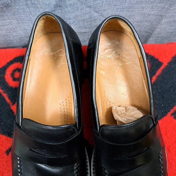 %Size 10 Alan Payne Black Leather Dress Penny Loafers Men\'s Shoes / D5